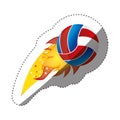 sticker colorful olympic flame with volleyball ball