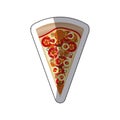 sticker colorful piece pizza icon fast food Royalty Free Stock Photo