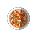 sticker colorful rounded pizza icon fast food Royalty Free Stock Photo