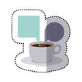 sticker colorful set porcelain cup coffee with dialogue callout box Royalty Free Stock Photo