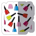 sticker colorful silhouette with nail polish pattern Royalty Free Stock Photo