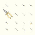 Sticker Construction Tools Icon Set