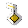 sticker crane hook holding a yellow diamond traffic sign