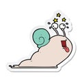 sticker of a crazy cartoon snail