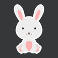 Sticker of cute baby rabbit sitting. Adorable woodland animal character for design of album, scrapbook, card, poster, invitation