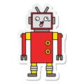 sticker of a cute cartoon crazy robot