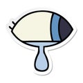sticker of a cute cartoon crying eye looking to one side