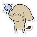 sticker of a cute cartoon elephant spouting water