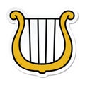 sticker of a cute cartoon golden harp