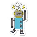 sticker of a cute cartoon malfunctioning robot Royalty Free Stock Photo