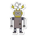 sticker of a cute cartoon malfunctioning robot Royalty Free Stock Photo