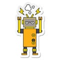 sticker of a cute cartoon malfunctioning robot Royalty Free Stock Photo