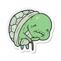 sticker of a cute cartoon old turtle Royalty Free Stock Photo