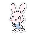 sticker of a cute cartoon rabbit running Royalty Free Stock Photo