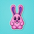 Sticker cute Easter rabbit egg girl Royalty Free Stock Photo