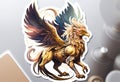 Mystical griffin on white background. AI Generated