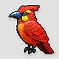 Colorful Feathered Bird Sticker With Tropical Symbolism