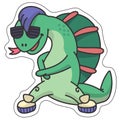 Sticker dinosaur dimetrodon in sneakers