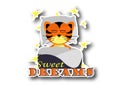 Sticker dreaming tigers with text sweet dreams on white background Royalty Free Stock Photo