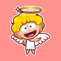 Sticker emoji emoticon, emotion, hi, hello waving his hand greeting vector illustration happy character sweet divine