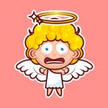 Sticker emoji emoticon emotion horrified screaming, clenched fists vector isolated illustration character divine entity