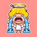 Sticker emoji emoticon, emotion sob, cry, weep, vector illustration happy character sweet divine entity, cute