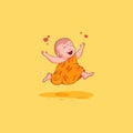 Sticker emoji emoticon emotion vector isolated illustration unhappy character cartoon Buddha jumping for joy Royalty Free Stock Photo