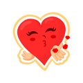 Sticker for Valentine`s Day heart sending a kiss. Vector illustration