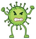 Sticker with the evil green character coronavirus