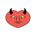 Sticker evil heart devil. Vector illustration in flat style. Royalty Free Stock Photo