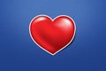 Cute sticker of heart shape on gritty blue background.