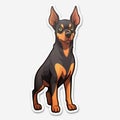 Cute Doberman Pinscher Die Cut Sticker With Soft Color And Anime Style