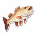 Highly Detailed Brown Bass Sticker With Hyper-realistic Water Illustration