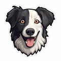 Happy Border Collie Head Sticker - Cute Cartoon Style