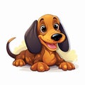 Happy Dachshund Head Sticker - Cute Cartoon Style Vector Design