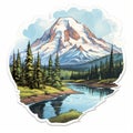 Highly Detailed Mount Rainier Sticker - Realistic And Vibrant Artistry