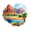 Vibrant Waterfall Sticker Inspired By Sedona, Arizona Royalty Free Stock Photo