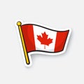 Sticker flag of Canada on flagstaff