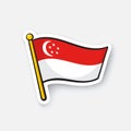 Sticker flag of Singapore on flagstaff