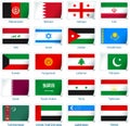 Set of twenty flags in sticker style. Western Asia.