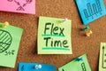 Sticker with Flex time inscription is pinned to the board.