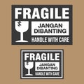 sticker fragile handle with care, red fragile warning label with broken glass symbol, this side up sign
