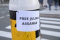 Sticker Free Julian Assange At Amsterdam The Netherlands 14-11-2022 Royalty Free Stock Photo