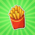 Sticker french fries in a paper red pack Royalty Free Stock Photo