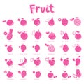 Sticker Fruit Cute Cartoon Vector Icon