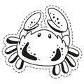 Sticker fun crab. Cute children`s character for use in children`s illustrations, on children`s goods, as a sticker Royalty Free Stock Photo