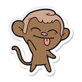 sticker of a funny cartoon monkey waving Royalty Free Stock Photo