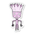 sticker of a funny cartoon robot wearing crown