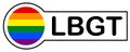 Sticker with Gay Rainbow Flag, LBGT, on white background