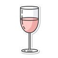 Sticker glass of pink wine,rose isolated vector Royalty Free Stock Photo